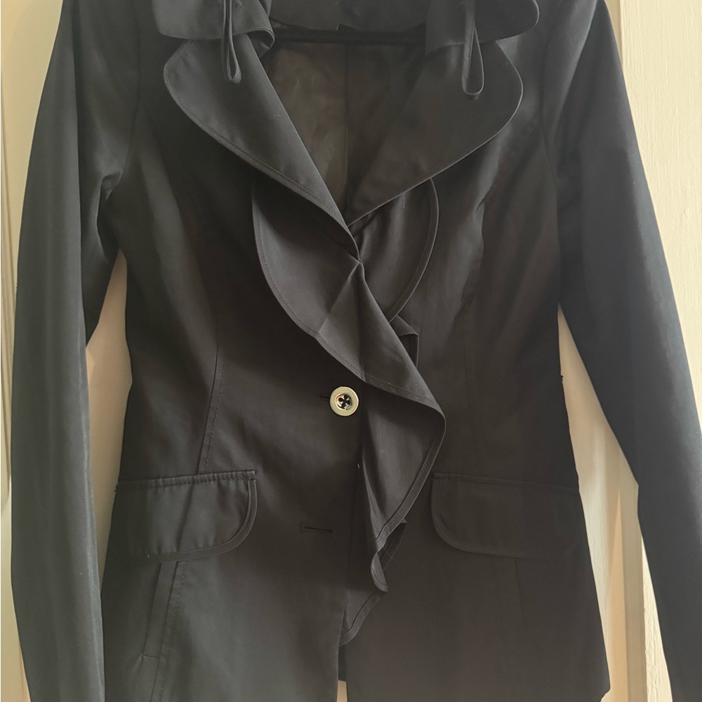 White House Black Market Ruffled Black Blazer